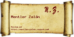 Mentler Zalán névjegykártya